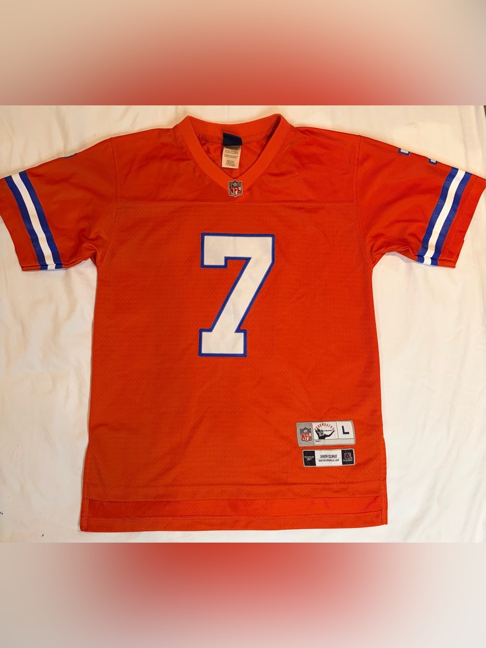 Reebok John Elway Denver Broncos #7 Throwback Jersey Youth L 14/16 Orange